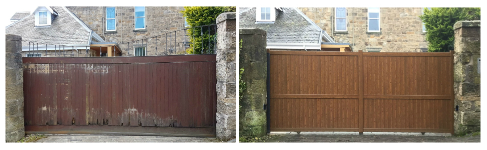 Wooden gates replaced by aluminium gates